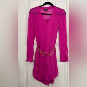 BEBE Fuchsia V-Neck Shirtdress